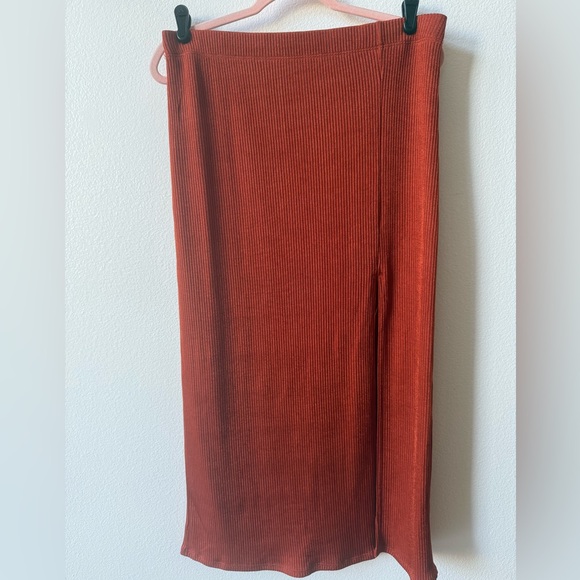 EUC Free People No Excuse Ribbed Slit Skirt Size Large - Picture 1 of 5